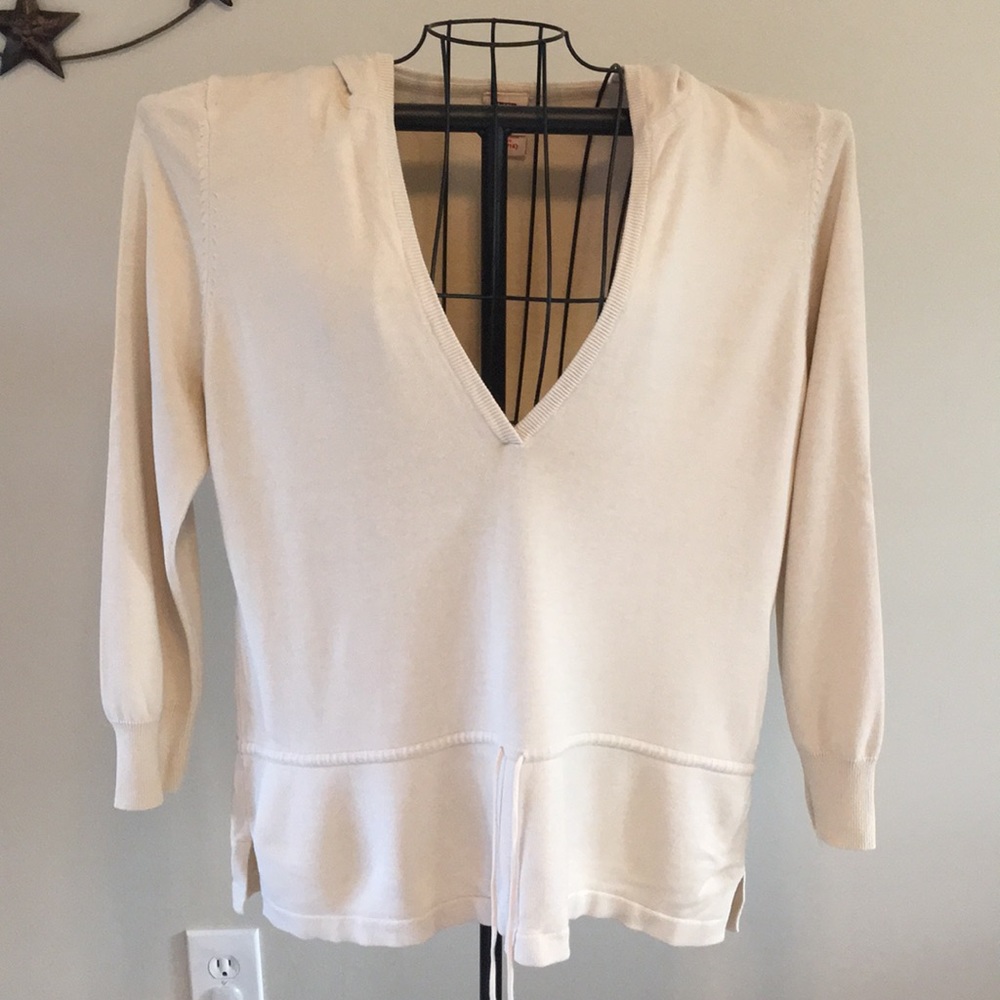 ✂️ FG Lightweight cream/tan hooded sweater L 12/14